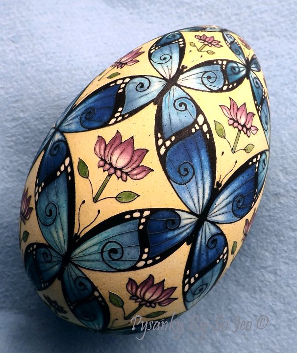 Blue Morpho BUtterflies Ukrainian Easter Egg Pysanky By So Jeo